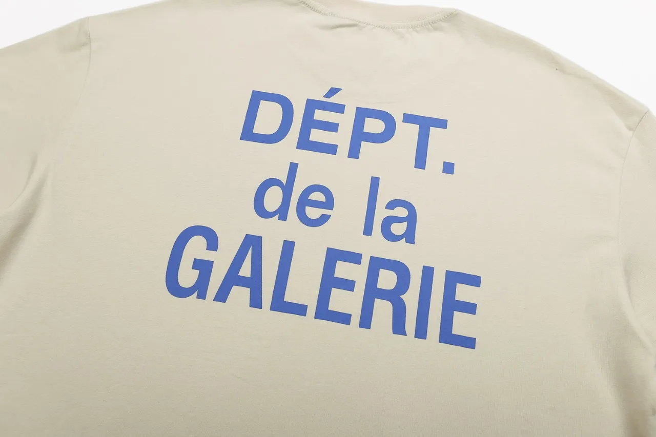 648#Gallery Dept New Classic Basic French Letters LOGO Basic Slogan Round Neck Short Sleeve T-Shirt Pure Cotton Tee Royal Blue Red Lake Blue Apricot Print Blue Apricot Print Black S～XL p90